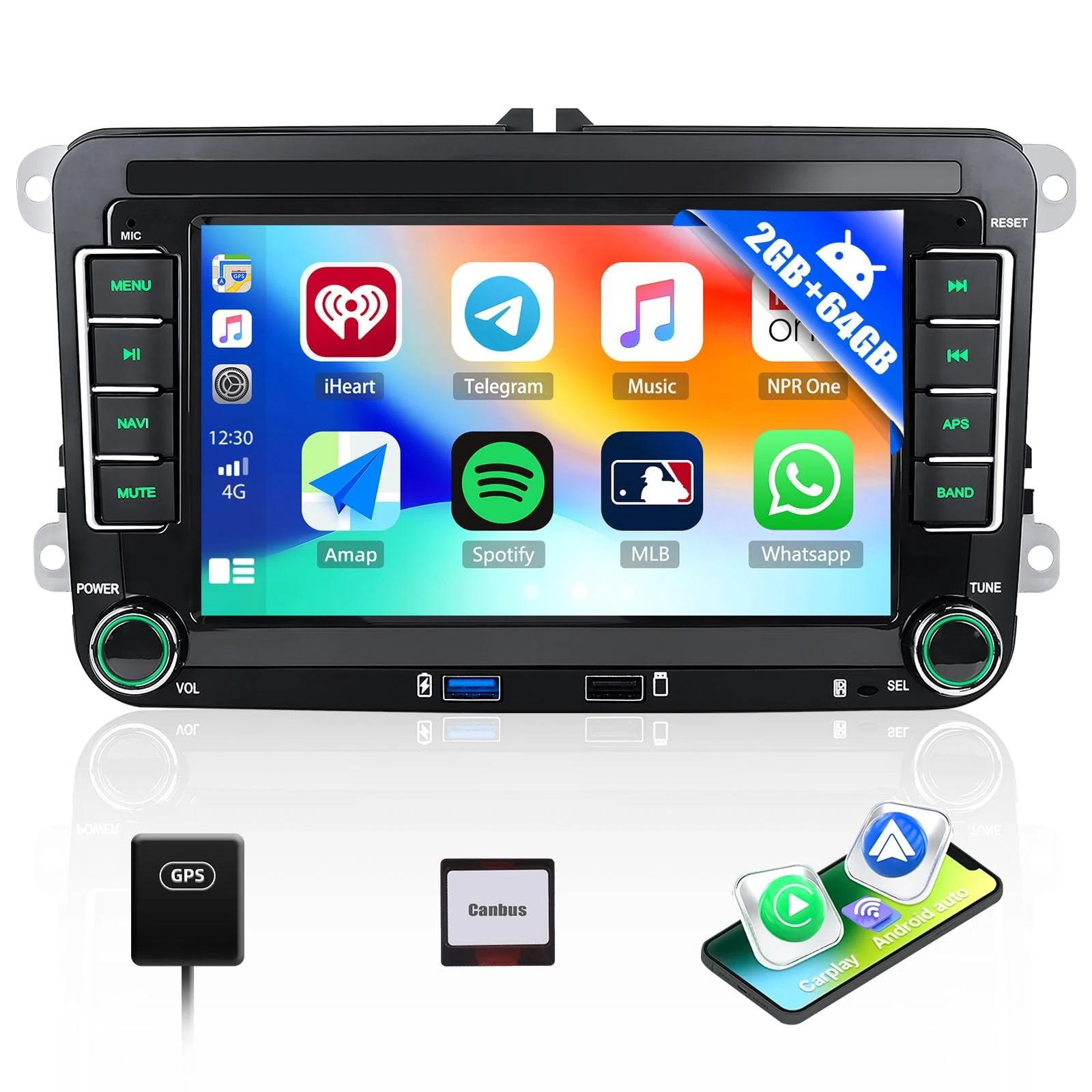 CAMECHO 2G+64G Android 13 Car Stereo for VW Polo Caddy Tiguan Transporter T5 Golf 5 6 Skoda Octavia Seat with Wireless Carplay Android Auto, 7" Touch Screen Bluetooth Car Radio with GPS WiFi FM USB