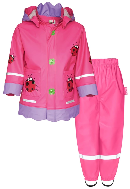 Playshoes Two Piece Waterproof Rain Suit Mud Suit, Lucky beetle waistband, 140