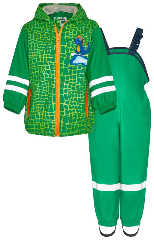 Playshoes Two Piece Waterproof Rain Suit Mud Suit, dino, 104