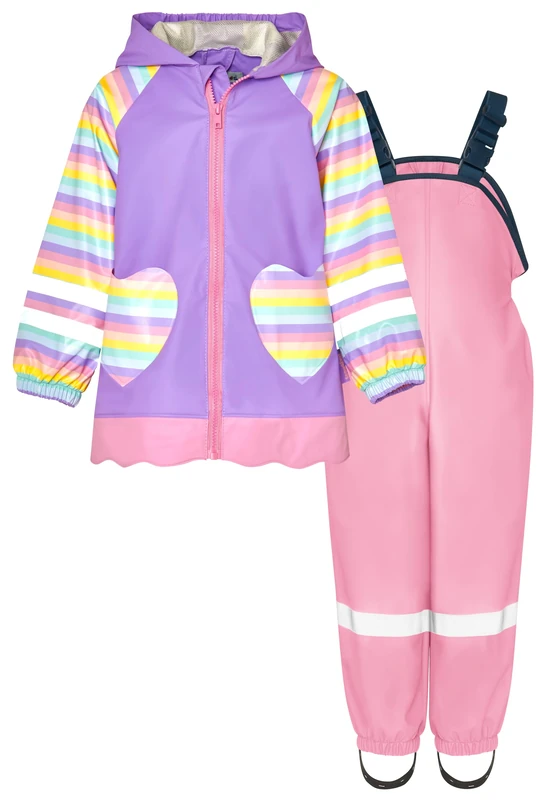 Playshoes Two Piece Waterproof Rain Suit Mud Suit, Unicorn pink, 86