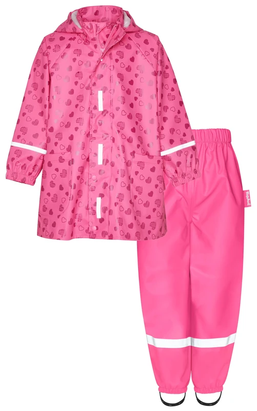 Playshoes Two Piece Waterproof Rain Suit Mud Suit, Heart waistband, 104