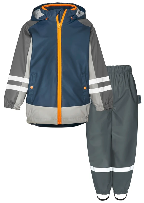 Playshoes Unisex Kid's Regenanzug rain Suit, 3-in-1 Navy Grey Waistband, 128 (Pack of 2)