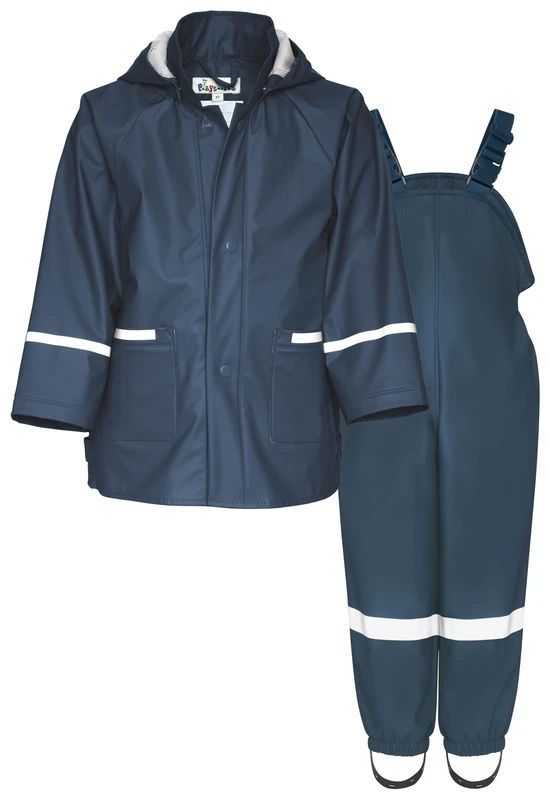 Playshoes Two Piece Waterproof Rain Suit Mud Suit, Basic Marine, 128