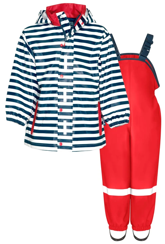 Playshoes Regen-Set Regenlatzhose Rain Suit, Maritime Red, 104 (Pack of 2) Unisex-Children and Youth, Maritime Red, 104 cm