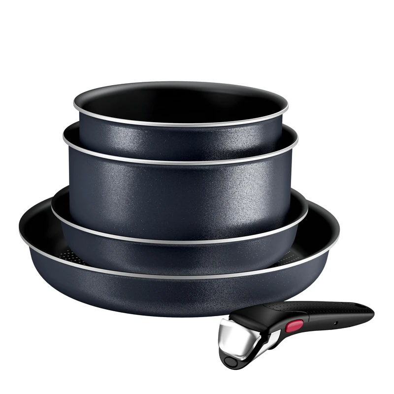 Tefal Ingenio Enjoy Set of 2 Frying Pans 22/28 cm + 2 Saucepans 18/20 cm + Removable Handles | Induction Safe, Non-Stick, Titanium Coated, Light Tech Technology, Dishwasher and Oven Safe