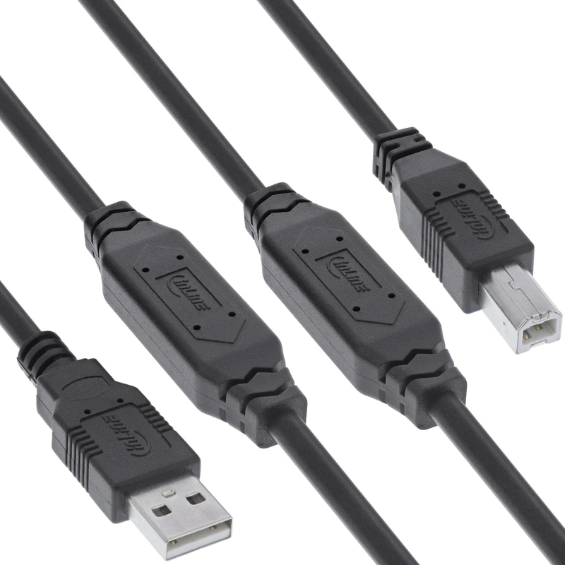 InLine® USB 2.0 Active Cable with Signal Amplification, USB-A to USB-B, Printer Cable Extension, 25 m, 34514A - Image 1