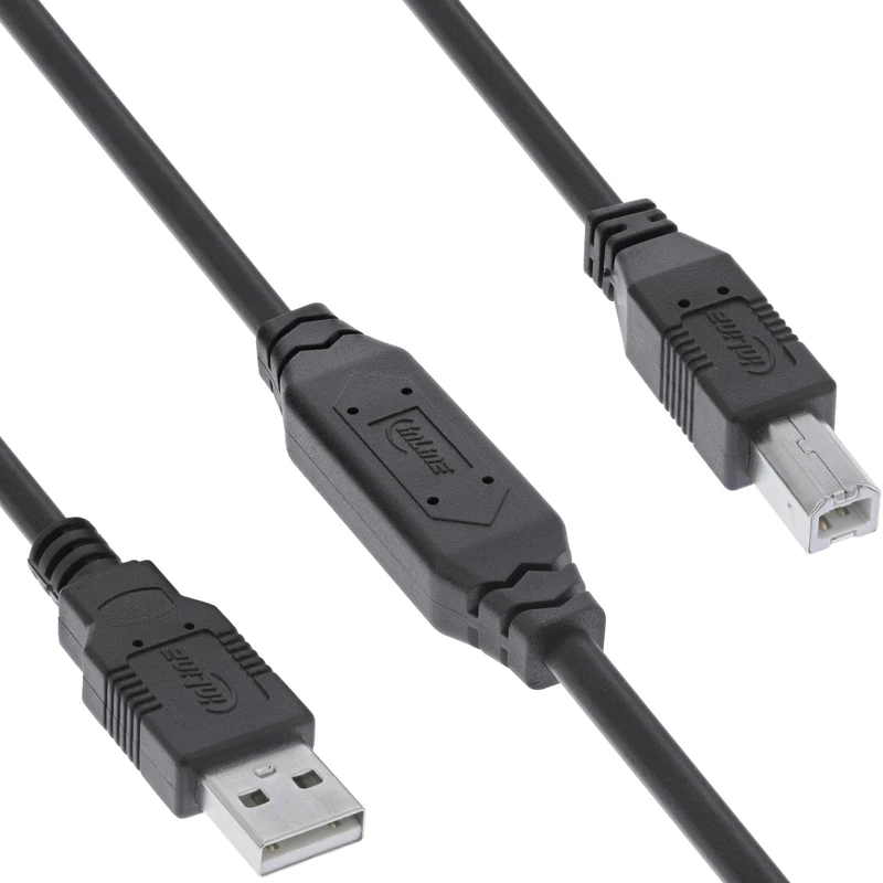 InLine® USB 2.0 Active Cable with Signal Amplification, USB-A to USB-B, Printer Cable Extension, 12.5 m, 34517A - Image 1