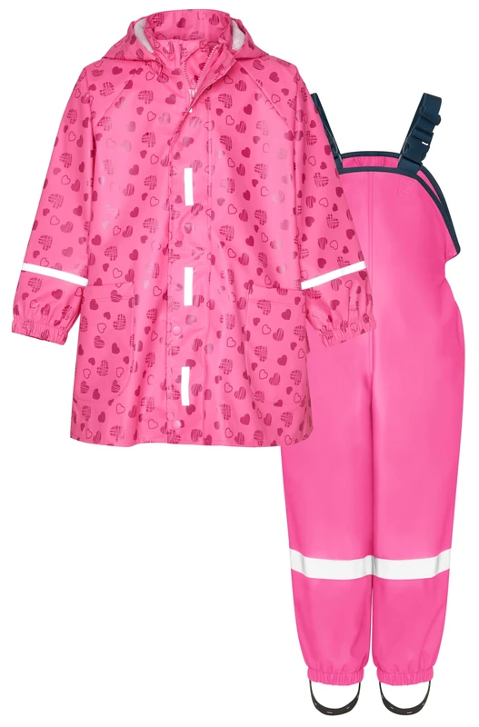 Playshoes Two Piece Waterproof Rain Suit Mud Suit, Plain hearts, 104