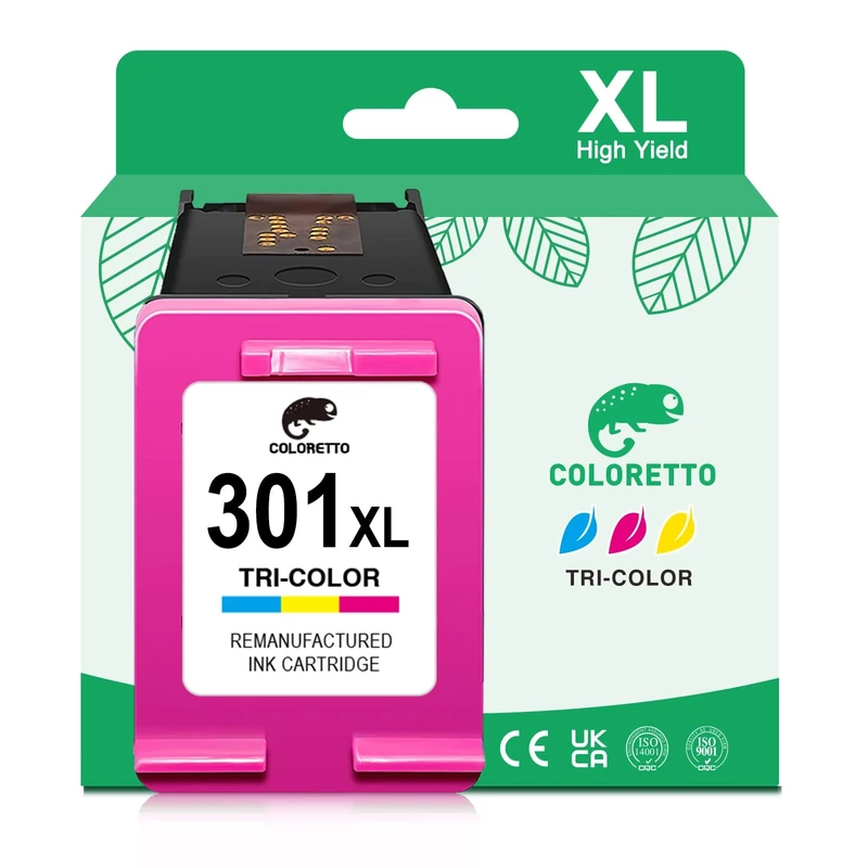 COLORETTO 301 Ink Cartridge Colour for HP 301 XL Envy 5530 5532 4500 4502 4504 4507 Deskjet 3055A 2540 2542 3050A OfficeJet 2620 2622 4630 Printer Ink for 301XL Colour Replacement
