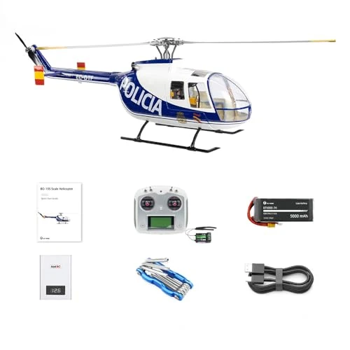 FLYWING BO105 RC Helicopters 470 Class 6CH Scale Helicopter 470-size BO105 Heli Plane 4 Blades Rotor Head one-Key Return RTF Helicopter Ready to Fly