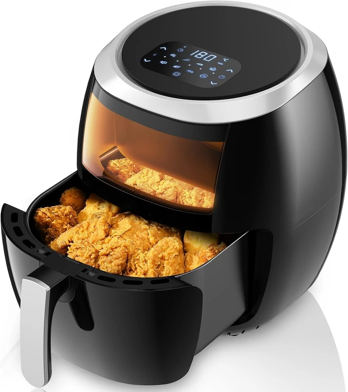 GarveeMore Air Fryers, 8 Preset Air Fryer, LED Touch Screen, Viewing Window, 8L Kitchen Hot Air Fryer Oil Free - Image 1