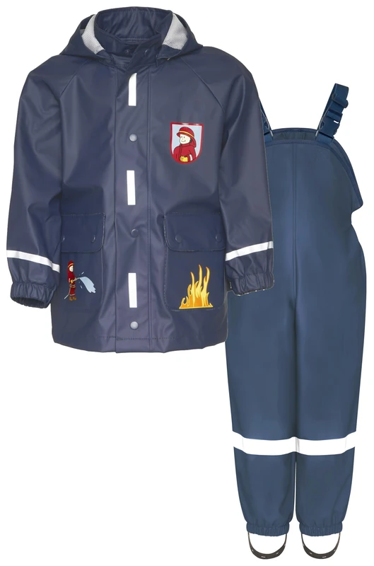 Playshoes Two Piece Waterproof Rain Suit Mud Suit, Fire brigade, 128