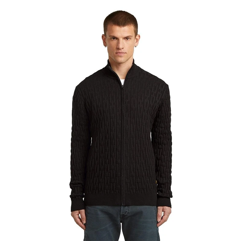 G-STAR Men's Chain Structure Cardigan Knit, BLACK (dk black D27111-C259-6484), S