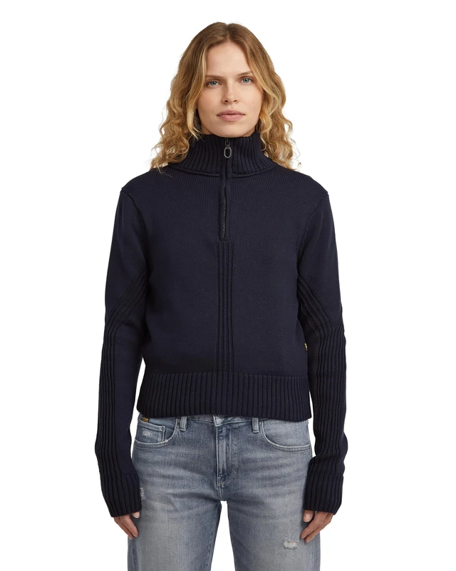 G-STAR Women's Milano Half Zip Knit, Blue (osaka blue D27818-D631-3873), XXS