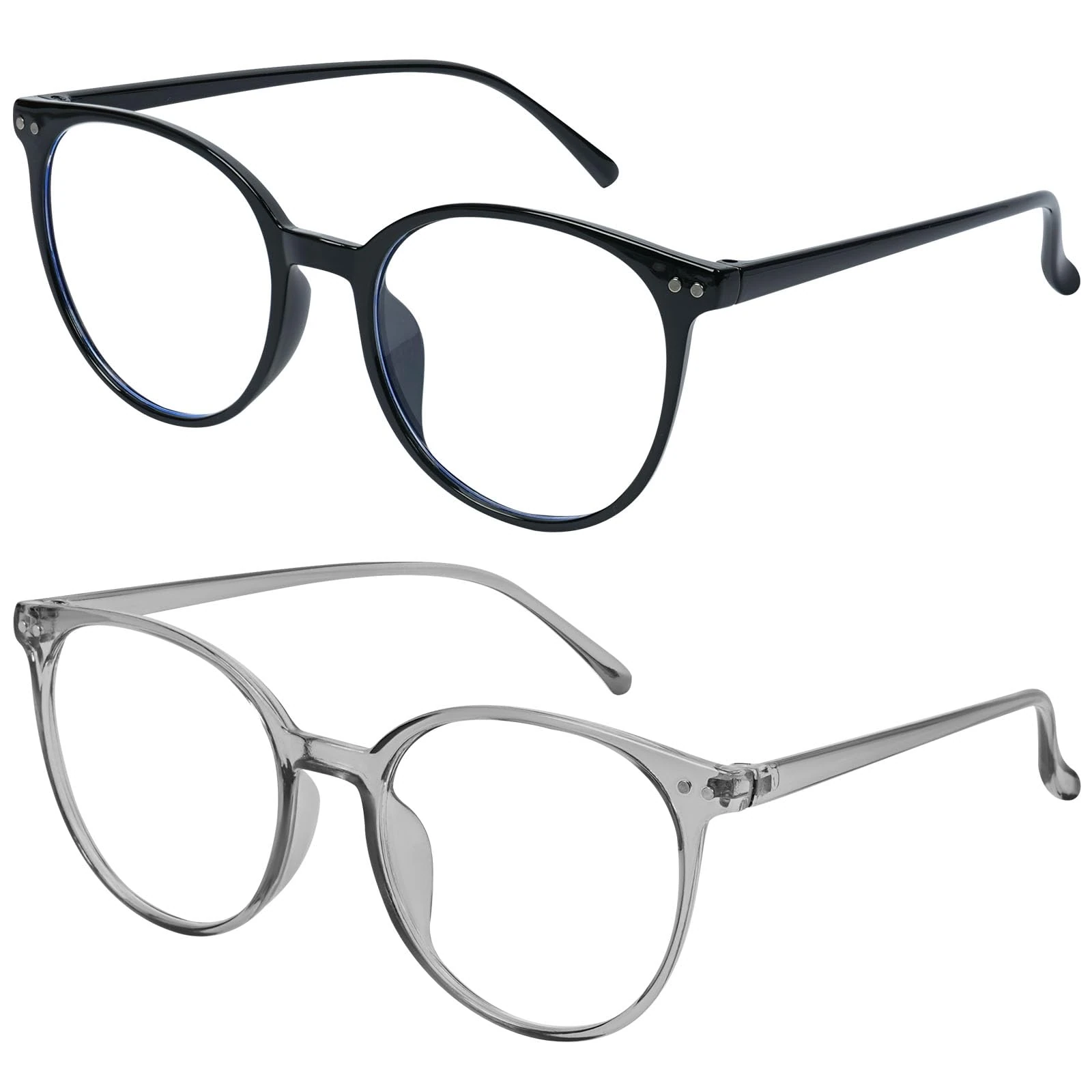 Aomig Blue Light Blocking Glasses, 2 Pcs Anti Blue Light Computer Gaming Glasses for Women Men, Lightweight Reading Eyewear Anti Glare Anti Eyestrain Fashion Transparent Eyeglasses
