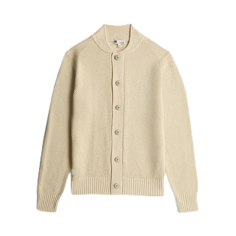 G-STAR Men's Honeycomb Structure Cardigan Knit, WHITE (dk talc D27108-D631-A488), XXL