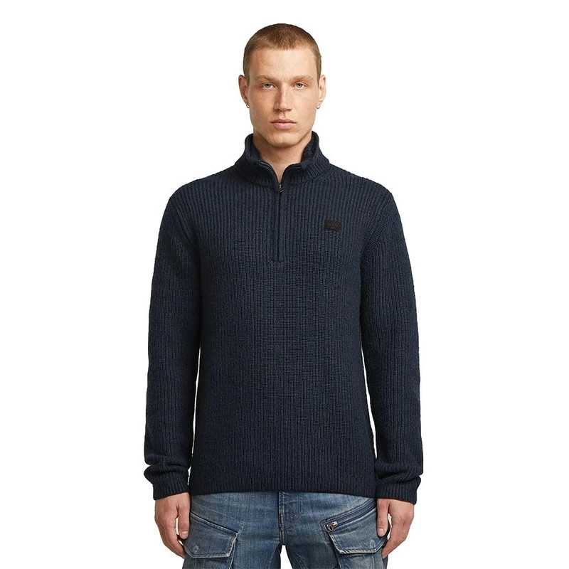 G-STAR Men's Double Collar Half Zip Knit, Blue (dk patriot blue D27961-D754-7160), XL