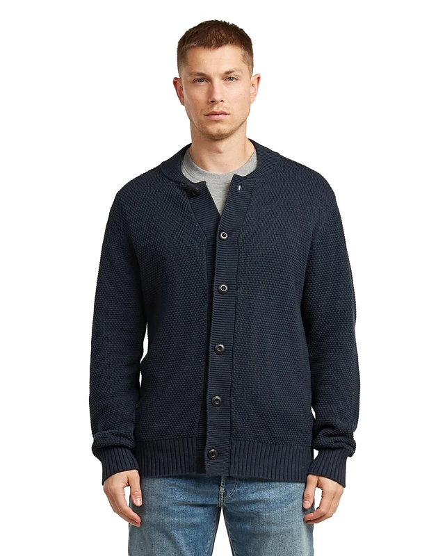 G-STAR Men's Honeycomb Structure Cardigan Knit, Blue (dk patriot blue D27108-D631-7160), L