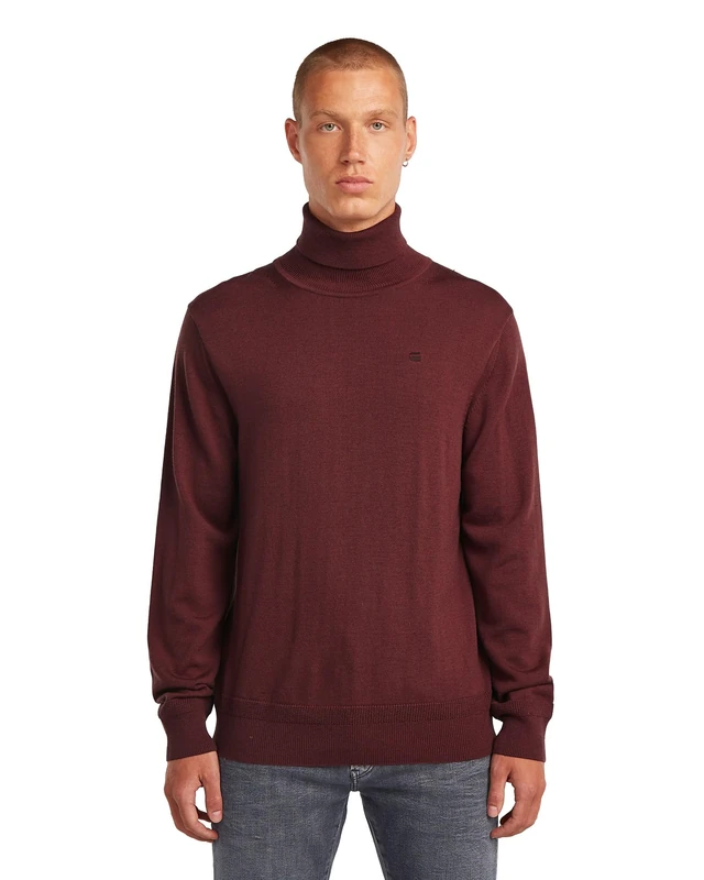 G-STAR Men's Premium Core Turtle Knit, RED (port red D27706-B692-4608), XS