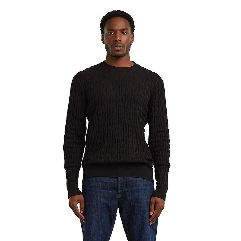 G-STAR Men's Chain Structure Knit Pullover, BLACK (dk black D27110-C259-6484), L