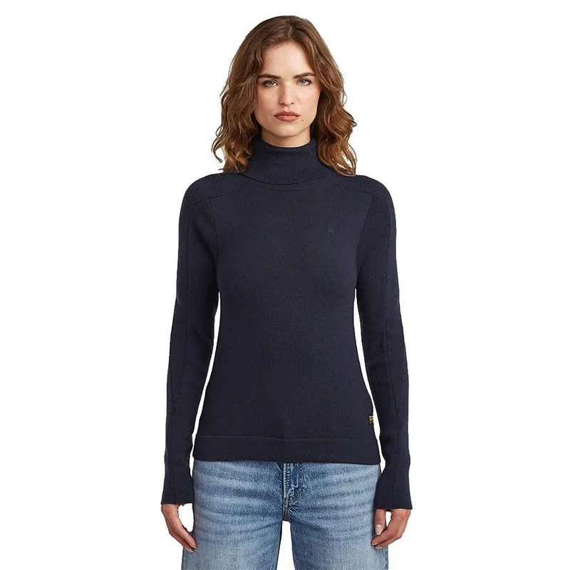 G-STAR Women's Core Turtle Slim Knit, Blue (plumbago D27713-B692-7169), XXS