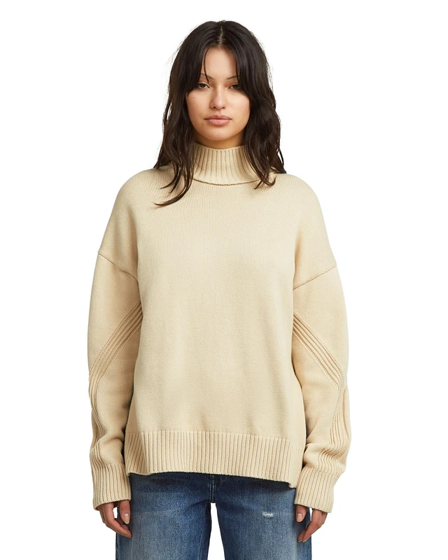 G-STAR Women's Milano High Neck Knit, WHITE (dk talc D27249-D631-A488), XXL - Image 1