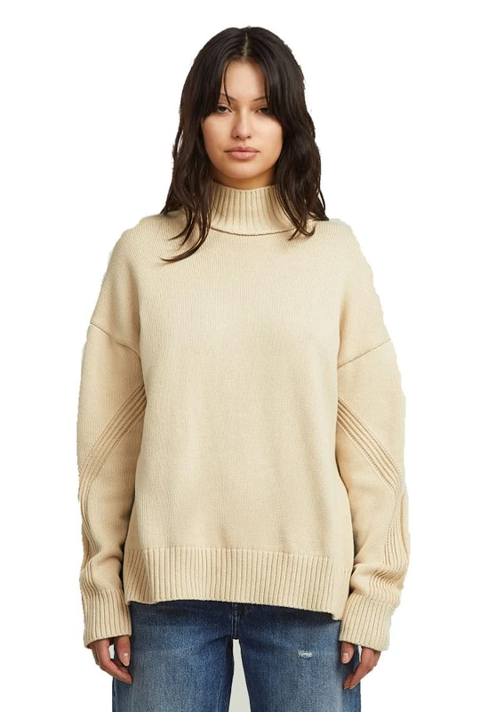 G-STAR Women's Milano High Neck Knit, WHITE (dk talc D27249-D631-A488), XXS