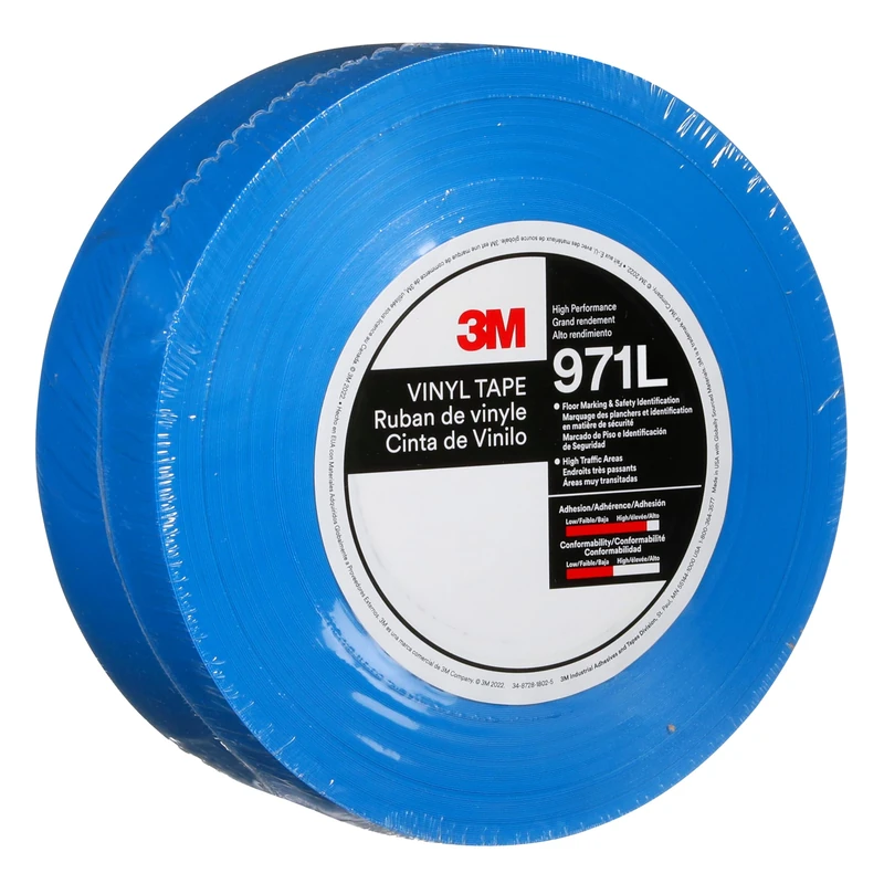 3M Durable Floor Marking Tape 971L, Blue, 50.8 mm x 33 m, 0.43 mm, Individually Wrapped Conveniently Packaged - Image 1