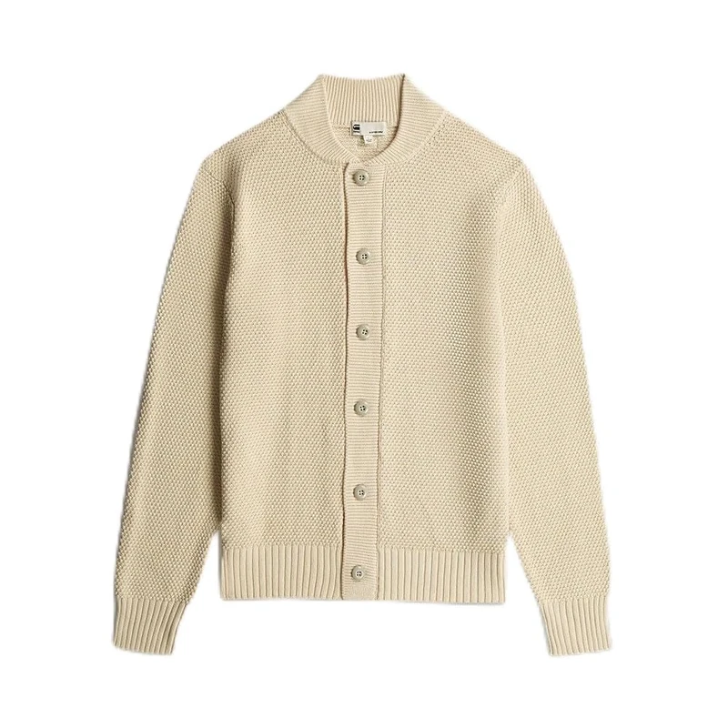 G-STAR Men's Honeycomb Structure Cardigan Knit, WHITE (dk talc D27108-D631-A488), L