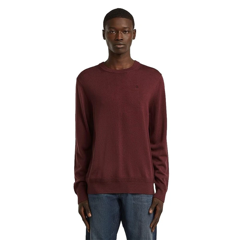 G-STAR Men's Premium Core Knit, RED (port red D27686-B692-4608), L