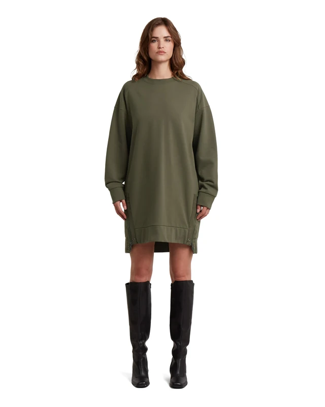 G-STAR Women's Biker Zip Sweater Dress, GREEN (combat D27274-D705-723), XL