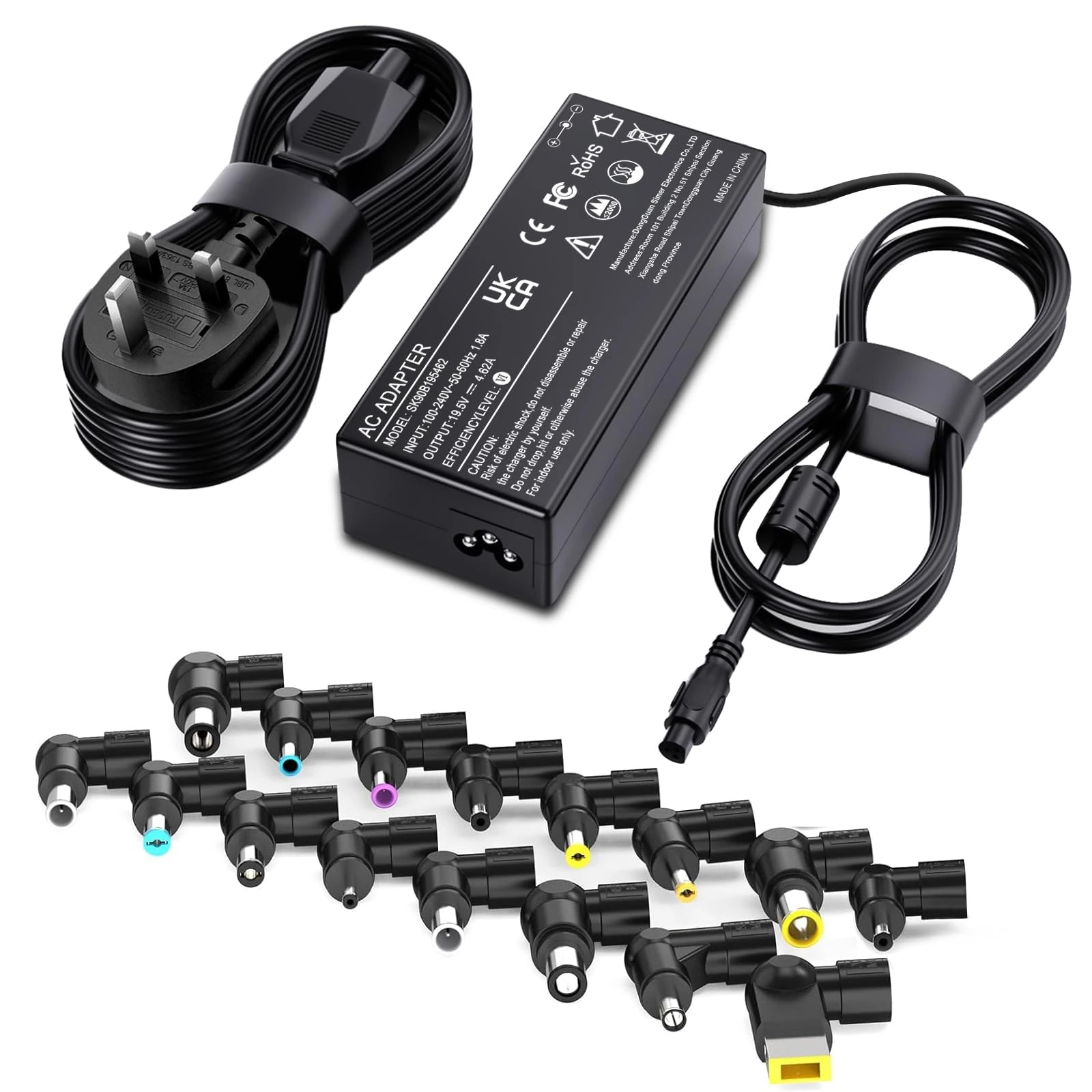 YBXYJQT 90W Universal Laptop Charger Compatible with HP Dell Samsung Sony Lenovo Acer Asus Toshiba IBM Fujitsu Notebook Ultrabook Chromebook,UK Adapter Replacement 65W 45W,with Power Cord and 16 Tips