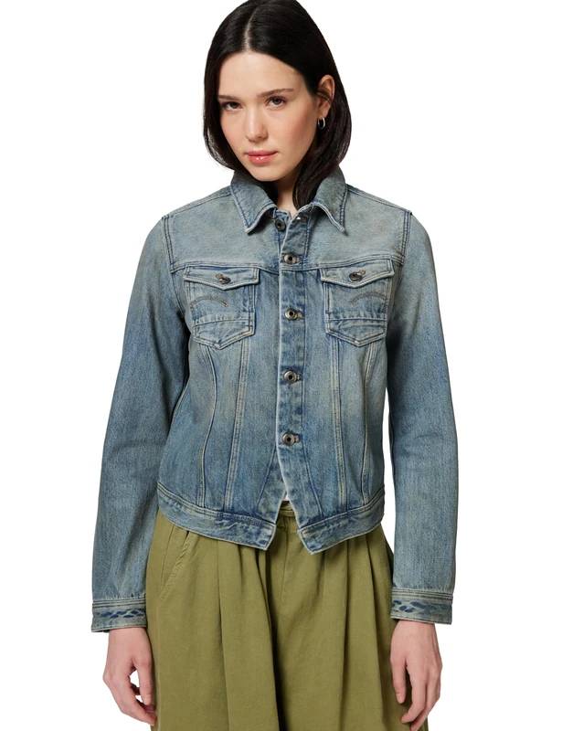 G-STAR Women's Pitched Hem Slim Jacket, Blue (vintage gold digger D27939-D788-H117), XXS