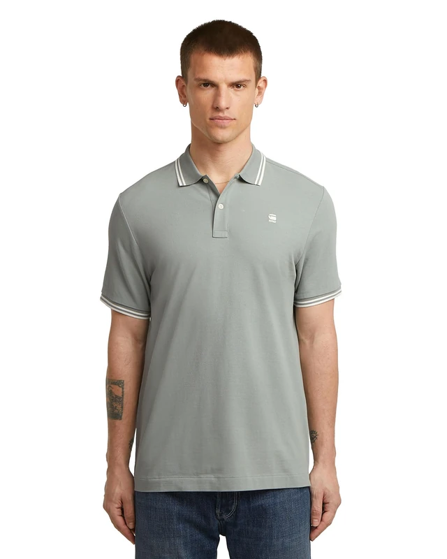 G-STAR Men's Dunda Slim Stripe Polo, Blue (iceberg green D17127-5864-C959), S