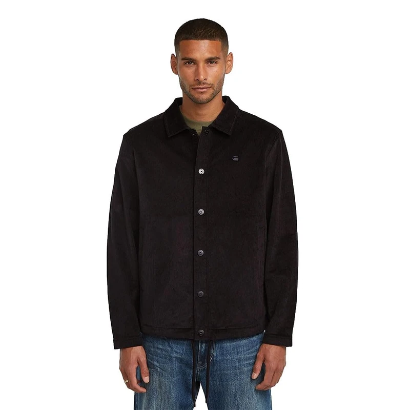 G-STAR Men's Cord Coach Sweater Jacket, BLACK (dk black D27097-E162-6484), L