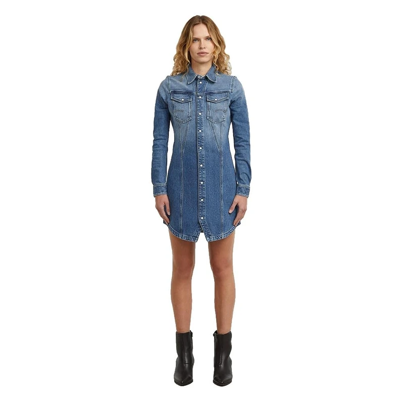 G-STAR Women's Pitched Hem Shirt Dress, Blue (faded cliffside blue D27935-E205-G326), XXS