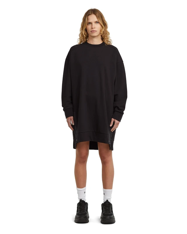 G-STAR Women's Biker Zip Sweater Dress, BLACK (dk black D27274-D705-6484), S