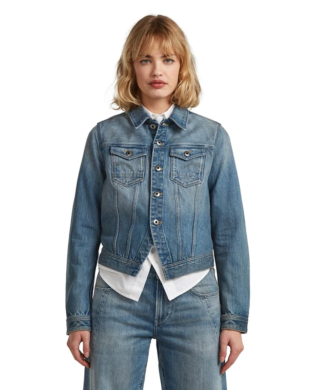 G-STAR Women's Pitched Hem Slim Jacket, Blue (vintage gold digger D27939-D788-H117), L