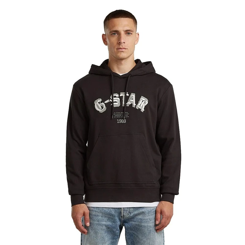 G-STAR Men's Embro Logo HB Hoodie Sweater, BLACK (dk black D27100-D257-6484), XL