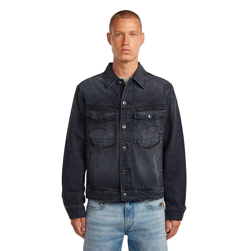 G-STAR Men's Dakota Jacket, BLACK (worn in dark moon D23593-D291-H785), L