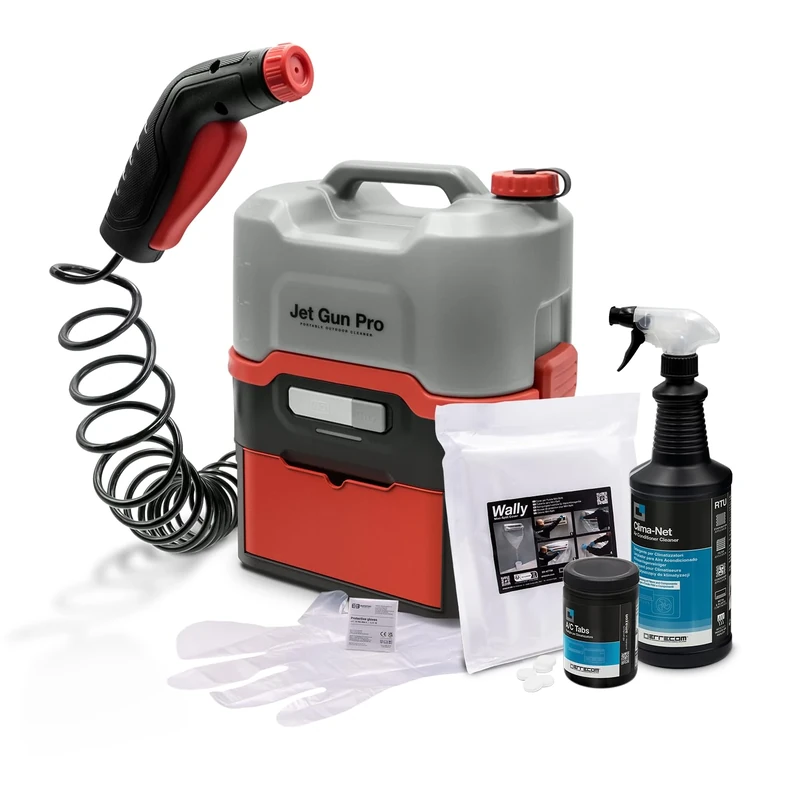 ERRECOM Cleaning Kit for Air Conditioners: JET GUN PRO+ Portable High Pressure Cleaner, Clima-Net 1L Cleaner for Indoor/Outdoor Units, A/C Tabs for Air Conditioners, Wally Cleaning Cover, Gloves