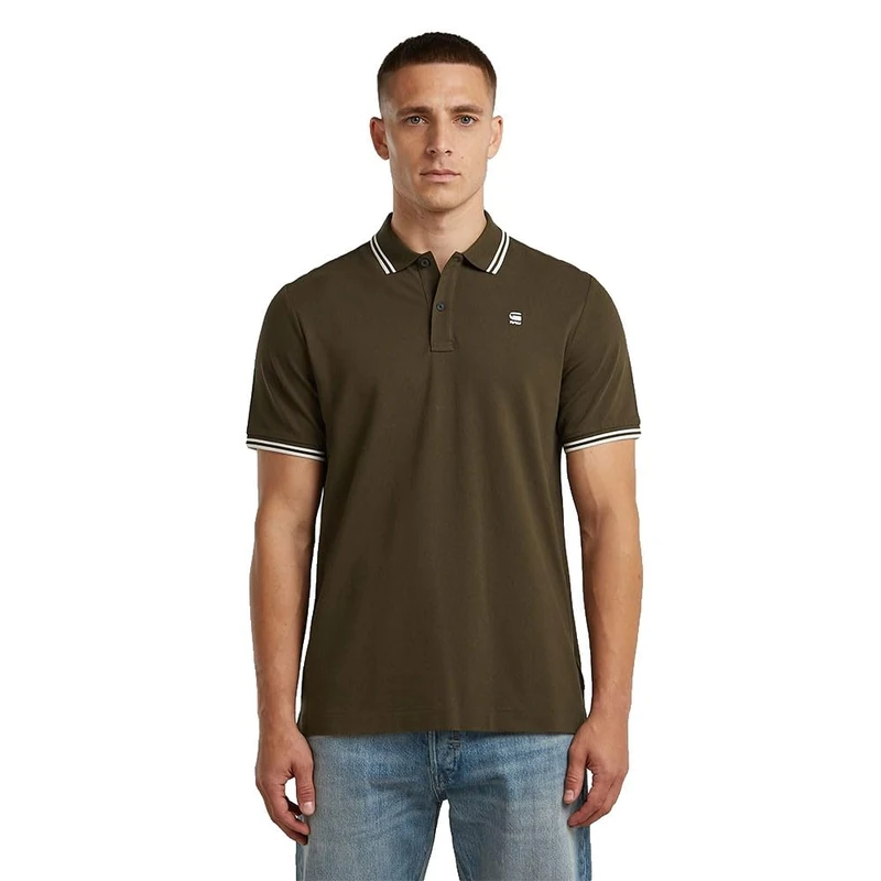 G-STAR Men's Dunda Slim Stripe Polo, Brown (wren D17127-5864-H336), S