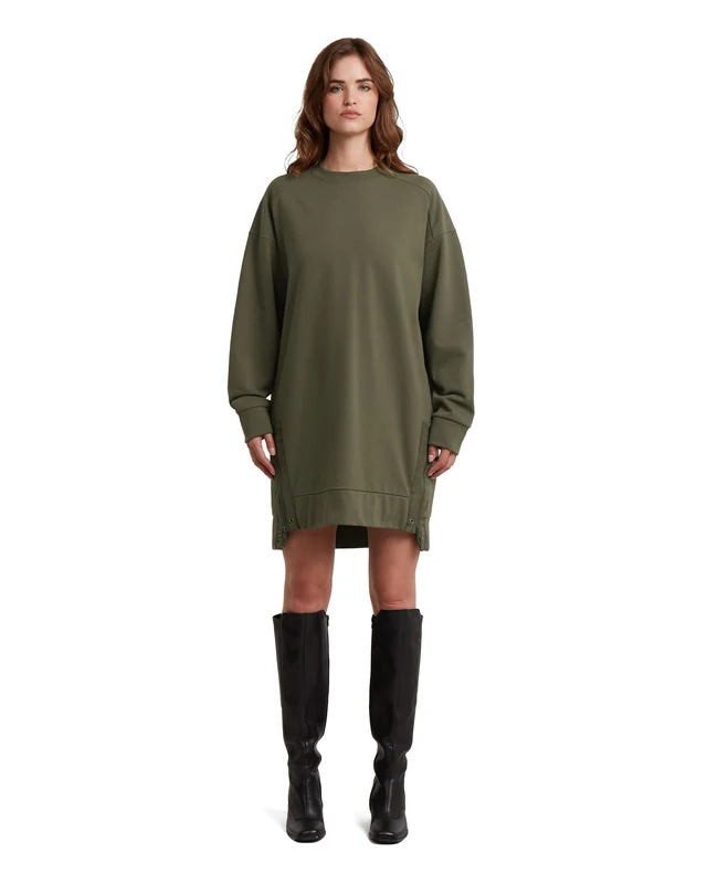 G-STAR Women's Biker Zip Sweater Dress, GREEN (combat D27274-D705-723), XXS
