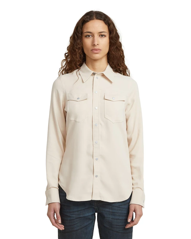 G-STAR Women's Slim Western Shirt, WHITE (dk talc D27471-E276-A488), L