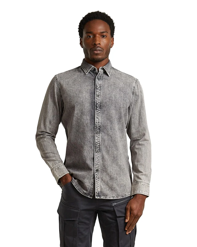 G-STAR Men's Clean Slim Shirt, Grey (sun faded graphite grey D27681-D540-H162), S