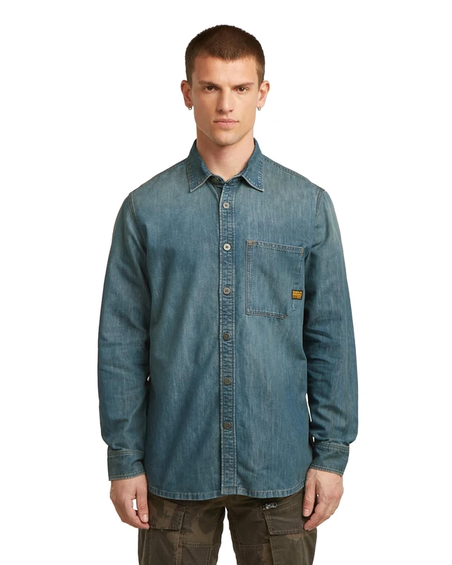 G-STAR Men's Regular One-Pocket Shirt, Blue (vintage gold digger D27083-D303-H117), XXL