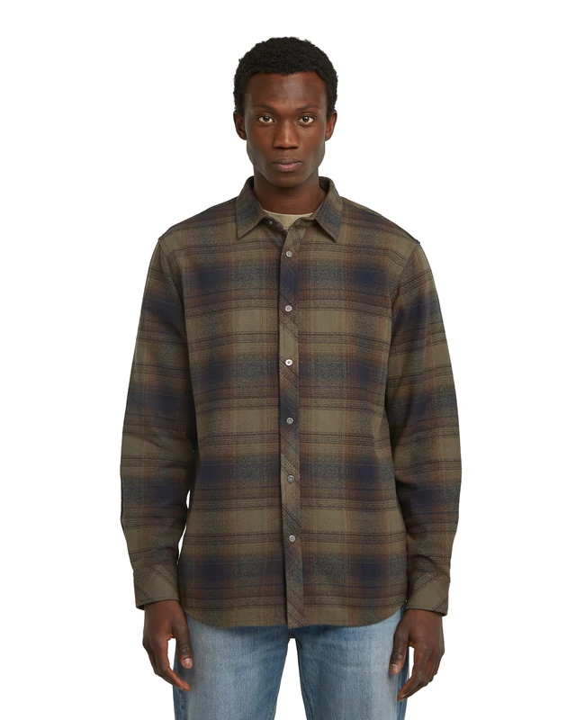 G-STAR Men's Clean Regular Shirt, Multicolor (ash blue/india ink oxford D25196-C895-H621), XS