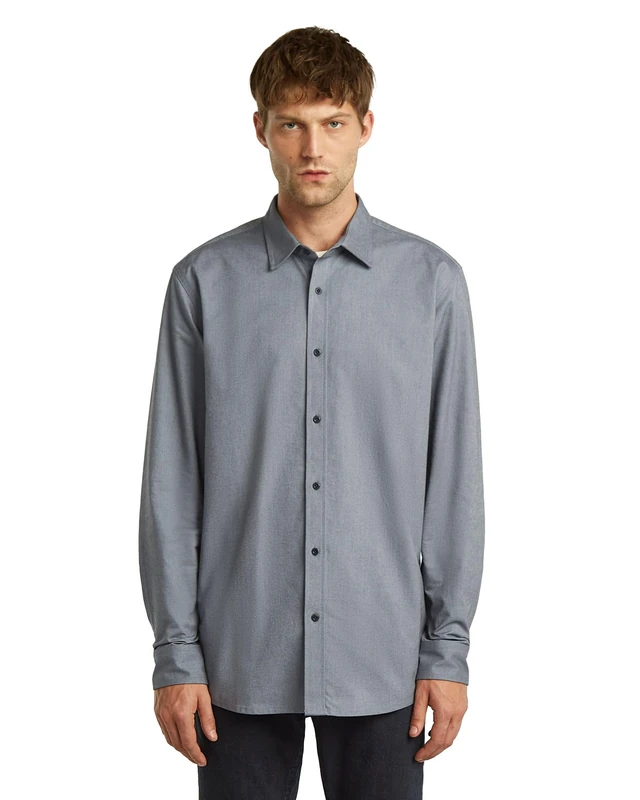 G-STAR Men's Clean Regular Shirt, Multicolor (ash blue/india ink oxford D25196-C895-H621), XXL