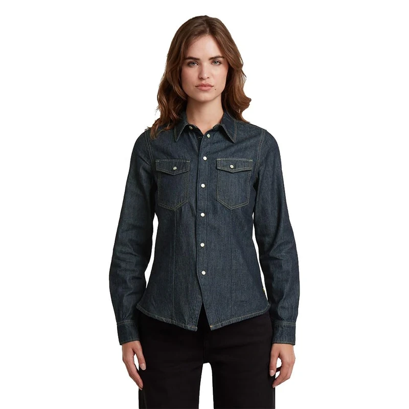 G-STAR Women's Kick Slim Shirt, Blue (rinsed D27925-D539-082), L