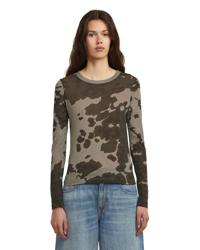 G-STAR Women's AOP Slim T-Shirt, Multicolor (turf forest camo D27103-E151-H519), XS